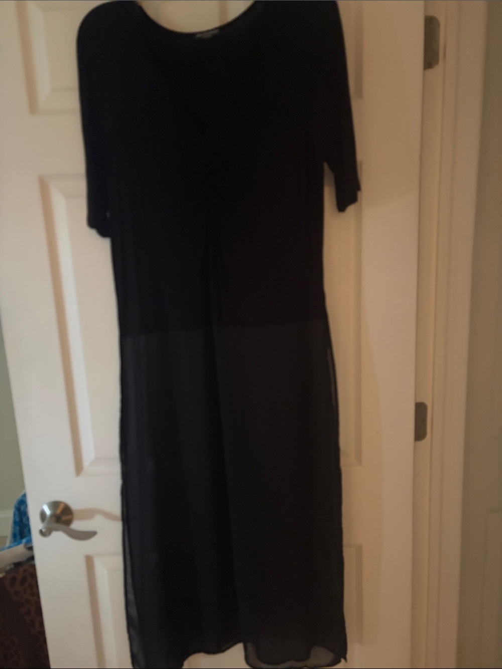 Black Midi Dress with Sheer Skirt